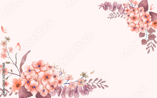 Greetings card with pink and floral theme