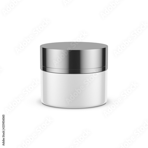 White cylindrical jar mockup for cosmetics isolated on white