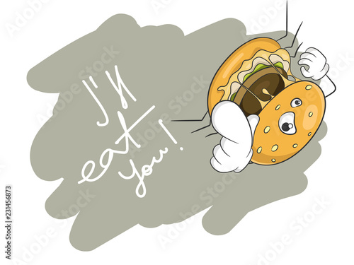 Fast food concept copy space cartoon style bad eating