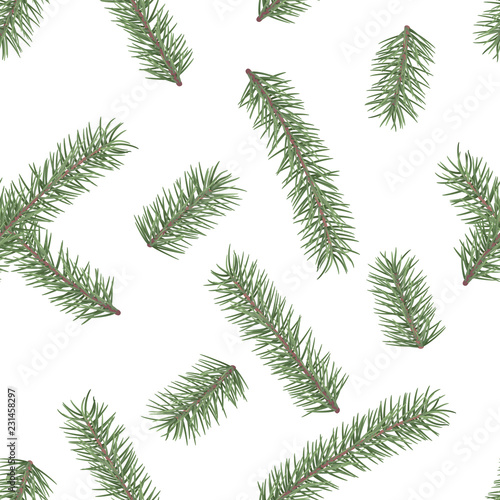Fir branch seamless pattern. Winter holiday decor element. Vectro illustration