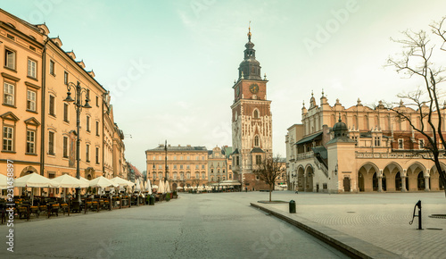Panorama of Krakow old town, Poland