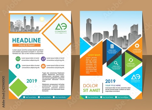 Vector flyer template design. For business brochure, leaflet or magazine cover