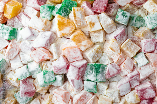 turkish delight close-up.colorful background