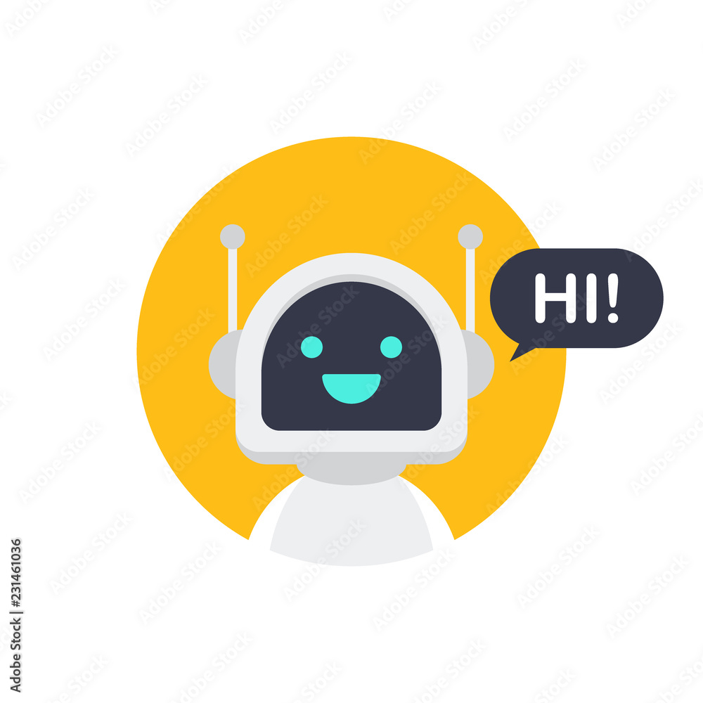 Robot icon. Bot sign design. Chatbot symbol concept. Voice support service  bot. Online support bot. Vector illustration. vector de Stock | Adobe Stock