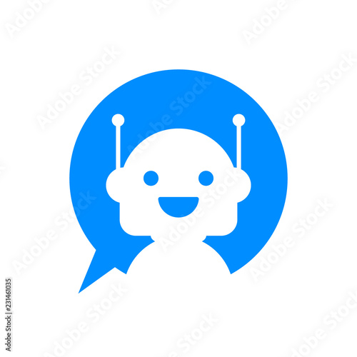 Robot icon. Bot sign design. Chatbot symbol concept. Voice support service bot. Online support bot. Vector illustration.