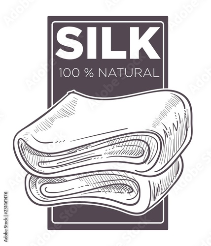 Silk natural hundred percent fabric cloth monochrome sketch