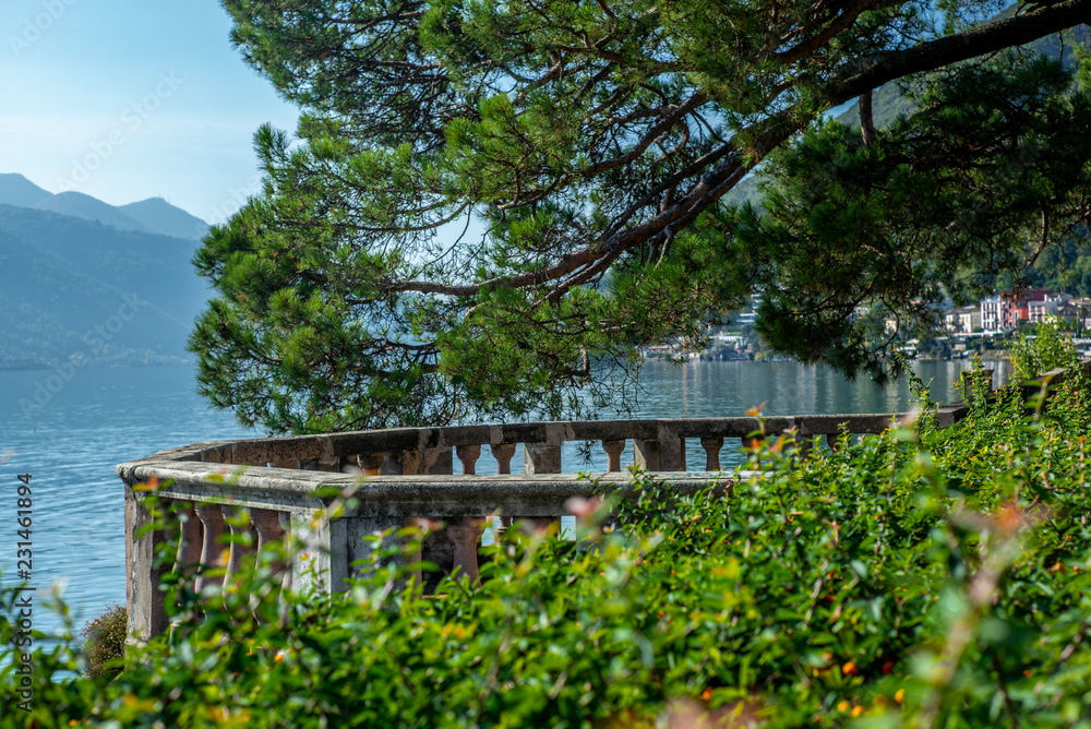 A terrace on the lake of Lugano on a warm sunny day in Autumn - 2