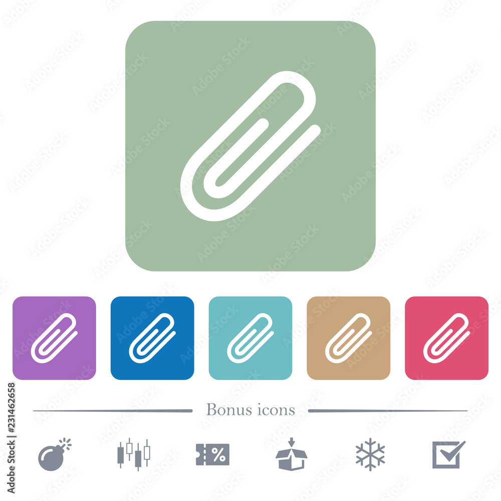 Attachment flat icons on color rounded square backgrounds Attachment flat icons on color rounded square backgrounds