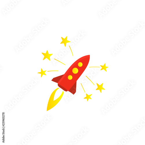 Start red rocket color illustration. The startup premium account. Starting a business.