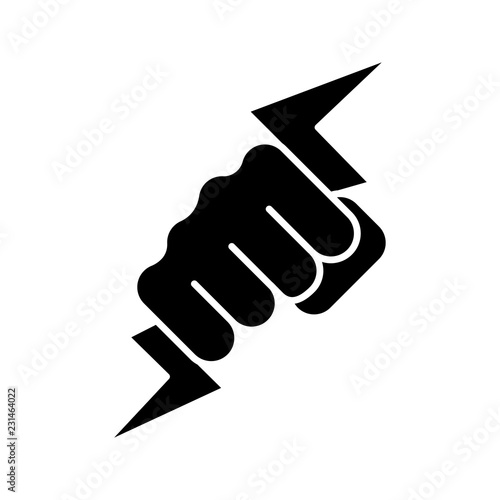 Foto Hand holding lightning bolt glyph icon