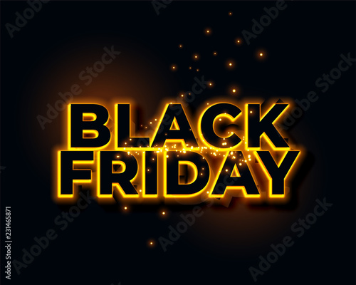 glowing yellow neon lights black friday background