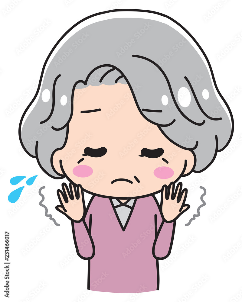 Senior citizen with hands numb Senior citizen with hands numb
