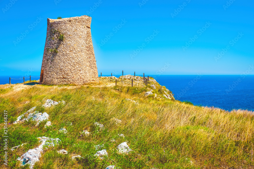 Salento countryside scenic watchtower Minervino coastal sea tower Sant Emiliano Otranto Apulia Italy
