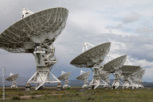 The Very Large Array (VLA) radio-astronomy antennas, in New Mexico, is one of the most impressive observatories in the world. The Sun was piercing through after a major storm during a public tour. 