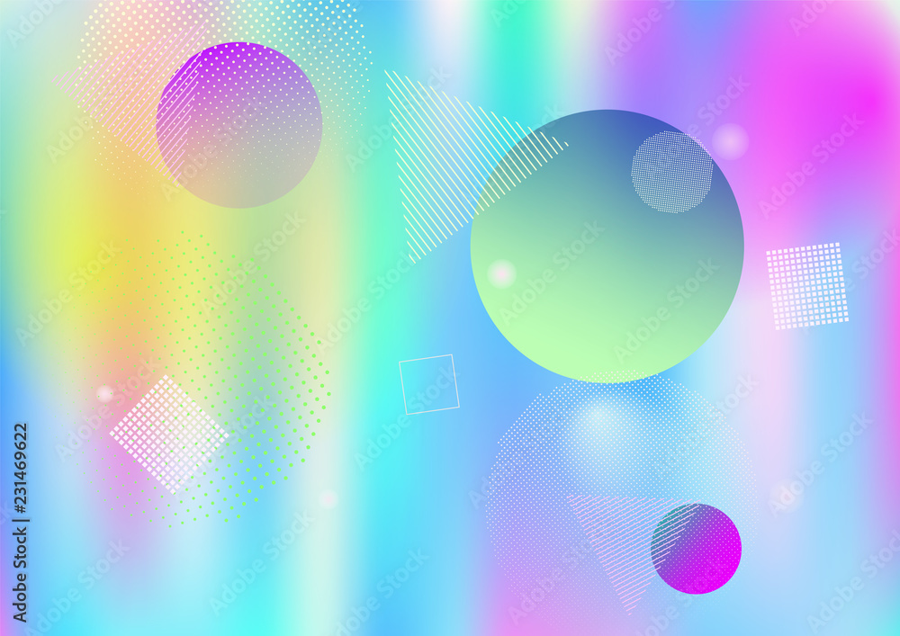 Holographic simple memphis vector background. Gradient unicorn horizontal color overlay. Minimal corporate identity geometric holograph pattern. Chaotic trendy bauhaus funky falling memphis layout. Holographic simple memphis vector background. Gradient unicorn horizontal color overlay. Minimal corporate identity geometric holograph pattern. Chaotic trendy bauhaus funky falling memphis layout.