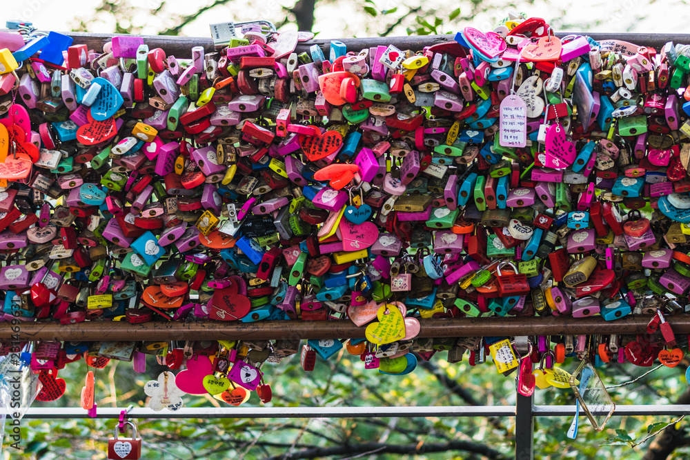 areity of locked key at N Seoul tower on the Namsan mountain that people believe they will have the forever love if write the couple name on it areity of locked key at N Seoul tower on the Namsan mountain that people believe they will have the forever love if write the couple name on it