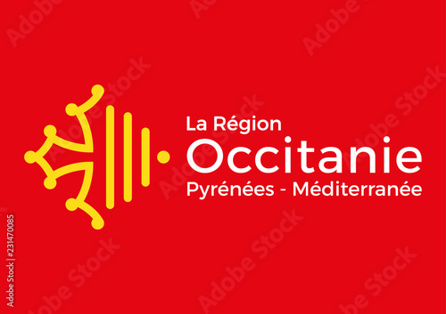 Occitanie regional flag, France, vector illustration photo