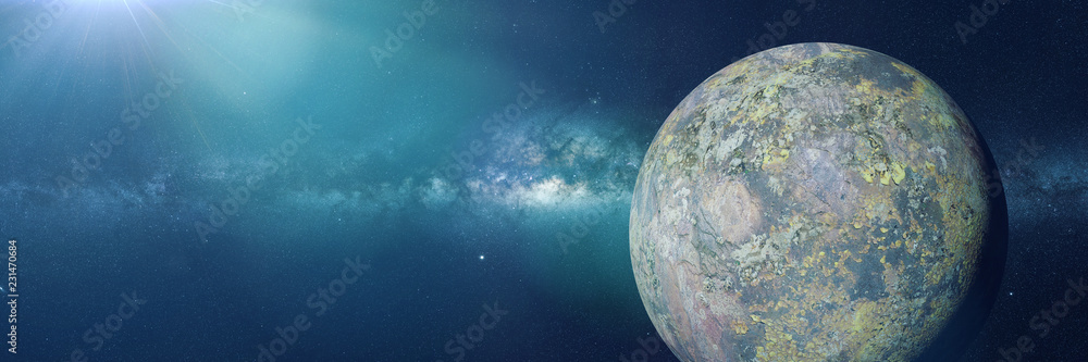 Obraz premium układ obcych planet, piękna egzoplaneta w przestrzeni kosmicznej