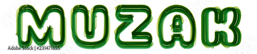 Muzak - written on white background