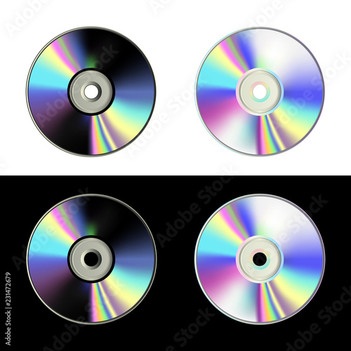 CD disk Set on white and black background