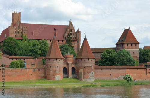 Teutonic castle in Malbork, Poland, river Nogat.
