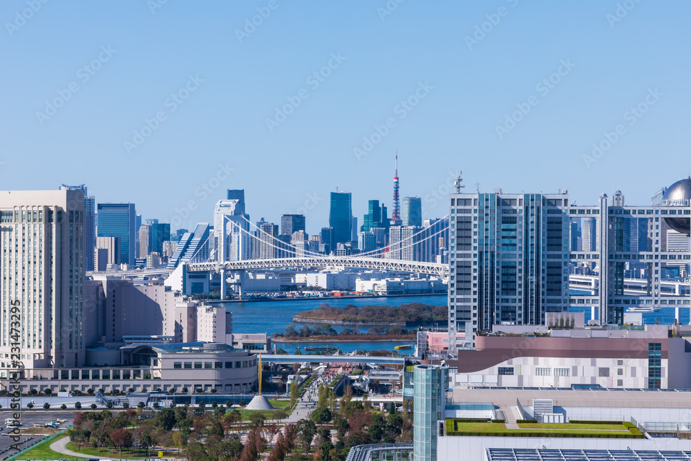 Fototapeta premium (東京都ｰ都市風景)お台場展望台から見る都市風景１