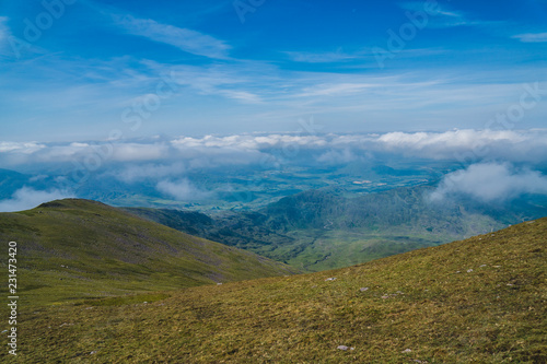 Irish mountains view from Carrauntoohil in summer