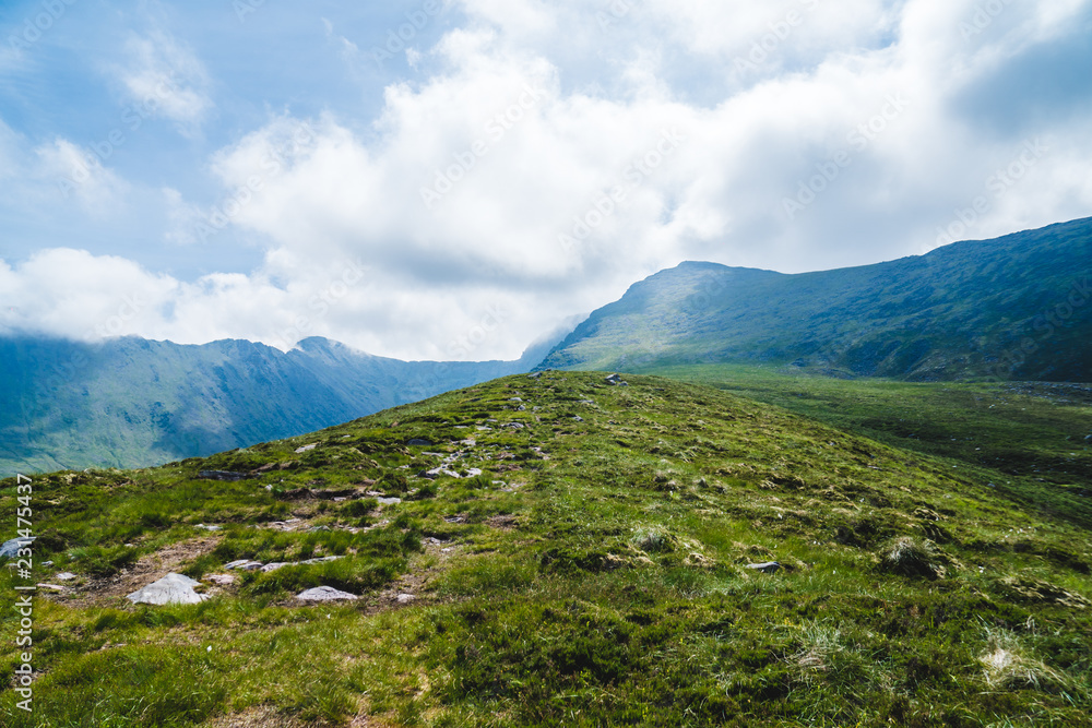 Irish mountains view from Carrauntoohil in summer Irish mountains view from Carrauntoohil in summer