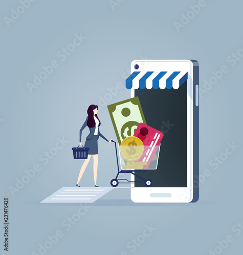 Online shopping - Businesswomen shopping online by smartphone