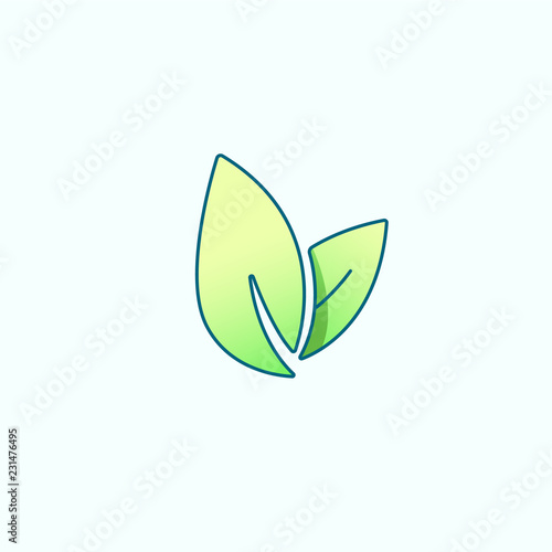 Leaf vector logo, health icon, vegan vegetarian, wellnes, spa concept. Bio eco symbol isolated on green, flat design.