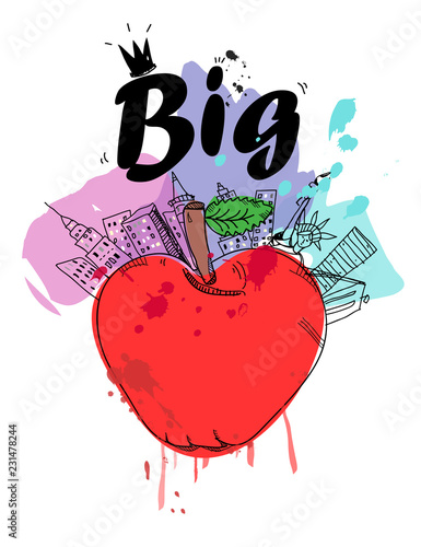 Big apple New York vector card