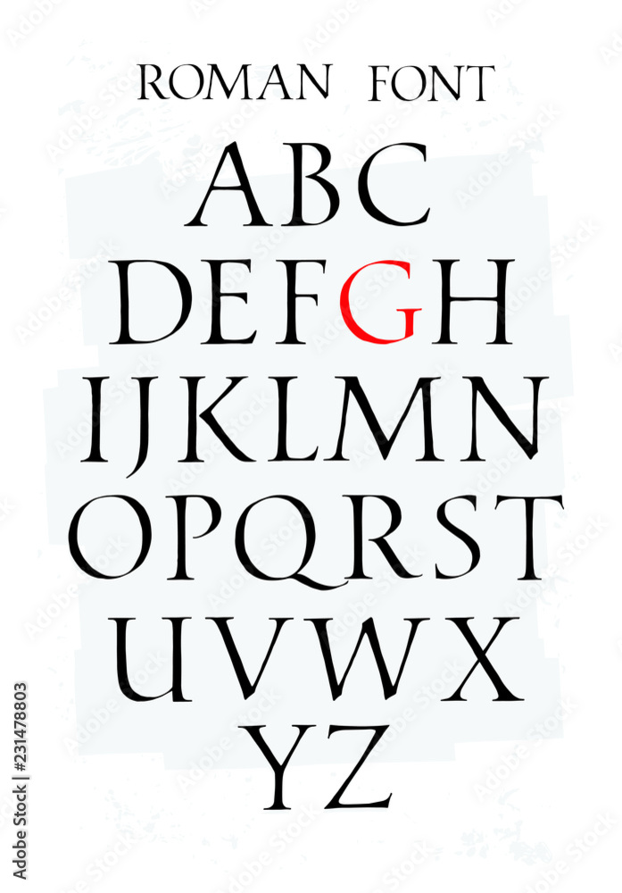 Set of classic roman font. Vector. Capital letters. Uneven ancient font. Letters symbols for the design of a poster, flyer or presentation. Signs for the logo. All letters are separate. Set of classic roman font. Vector. Capital letters. Uneven ancient font. Letters symbols for the design of a poster, flyer or presentation. Signs for the logo. All letters are separate.