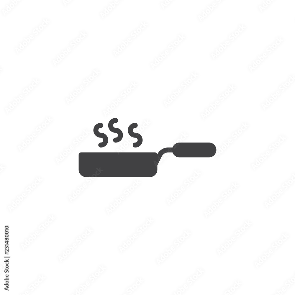 Frying pan vector icon. filled flat sign for mobile concept and web design. Fry and roast food simple solid icon. Symbol, logo illustration. Pixel perfect vector graphics