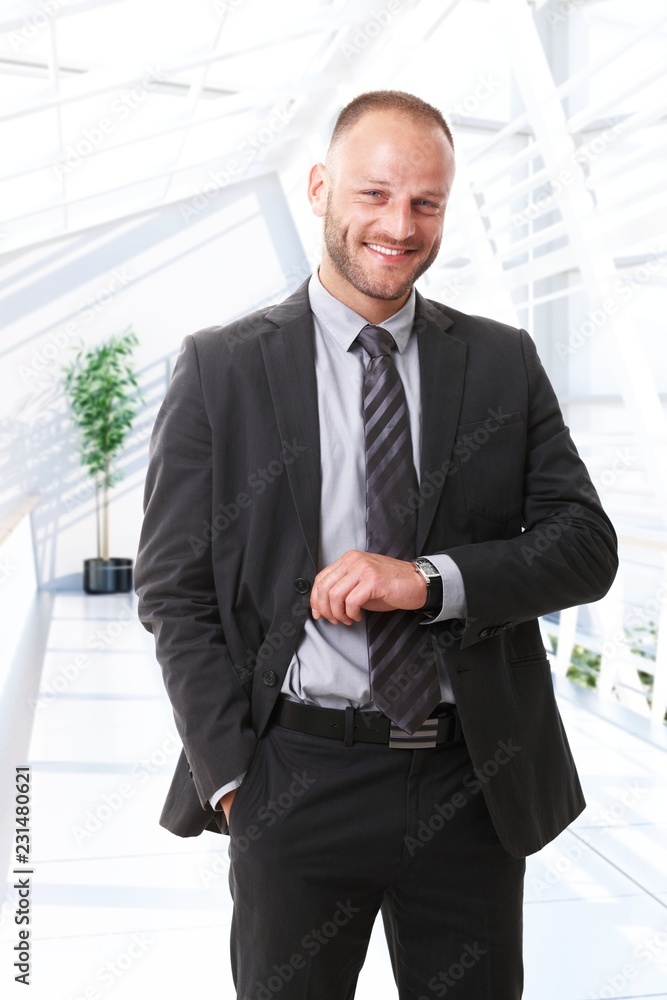 Caucasian businessman checking time