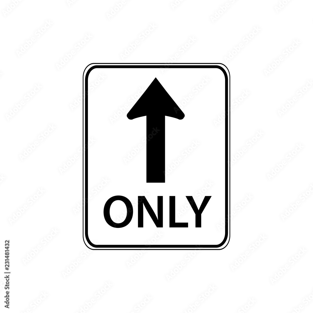 USA traffic road sign. straight through only. vector illustration USA traffic road sign. straight through only. vector illustration