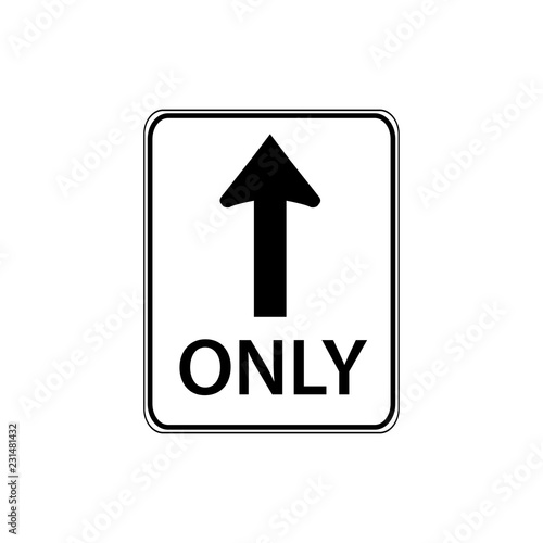 USA traffic road sign. straight through only. vector illustration