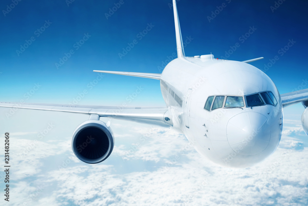 Fototapeta premium Samolot, samolot, błękitne niebo