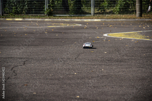 Competitions on car sport in radio-controlled cars, race track, close-up, car sport, small