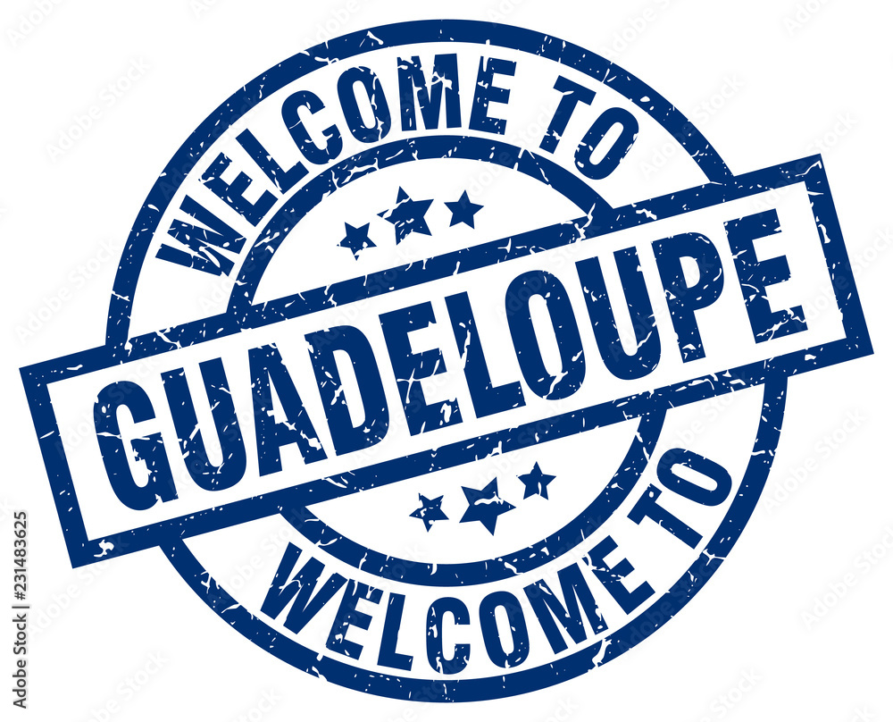 welcome to Guadeloupe blue stamp welcome to Guadeloupe blue stamp