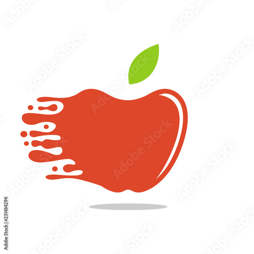 Abstract Red Apple Simple Modern Logo Fruits Melted Flowing Fresh Water Concept Template Icon Vector