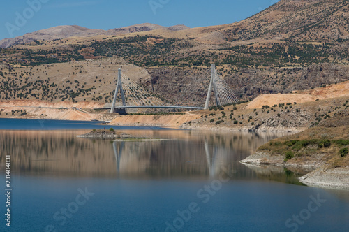 Euphrates River, Turkey - the Nissibi Euphrates Bridge is one of the most impressive infrastructures in the East of Turkey. Here in particular a look of the bridge photo