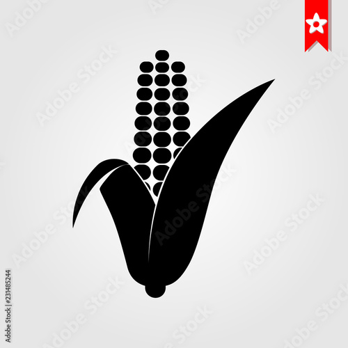 corn icon in black style isolated on white background. corn symbol vector illustration, corn monochrome flat pictogram