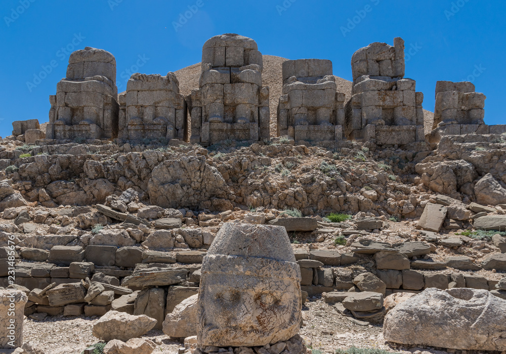 Mount Nemrut, Turkey - a Unesco World Heritage site, the Nemrut was built during the 1st century BC by the Antiochus. Here in particular, a view of the statues, its main attraction
