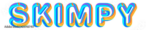 Skimpy - colorful text written on white background