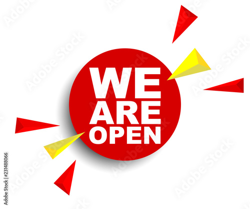 red vector banner we are open