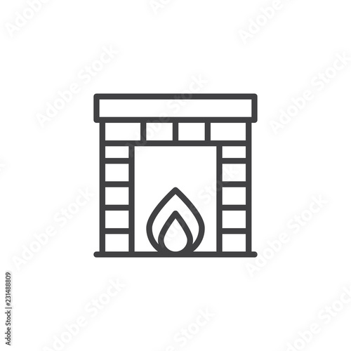 Classic fireplace outline icon. linear style sign for mobile concept and web design. Burning fireplace simple line vector icon. Symbol, logo illustration. Pixel perfect vector graphics