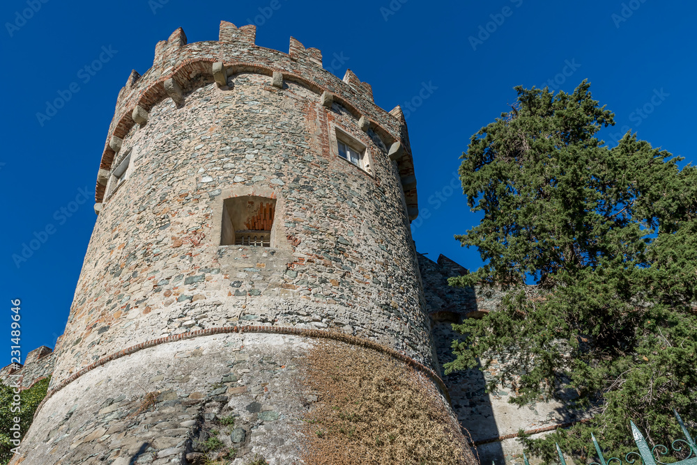 The circular tower of the Levanto Castle, Liguria, Italy