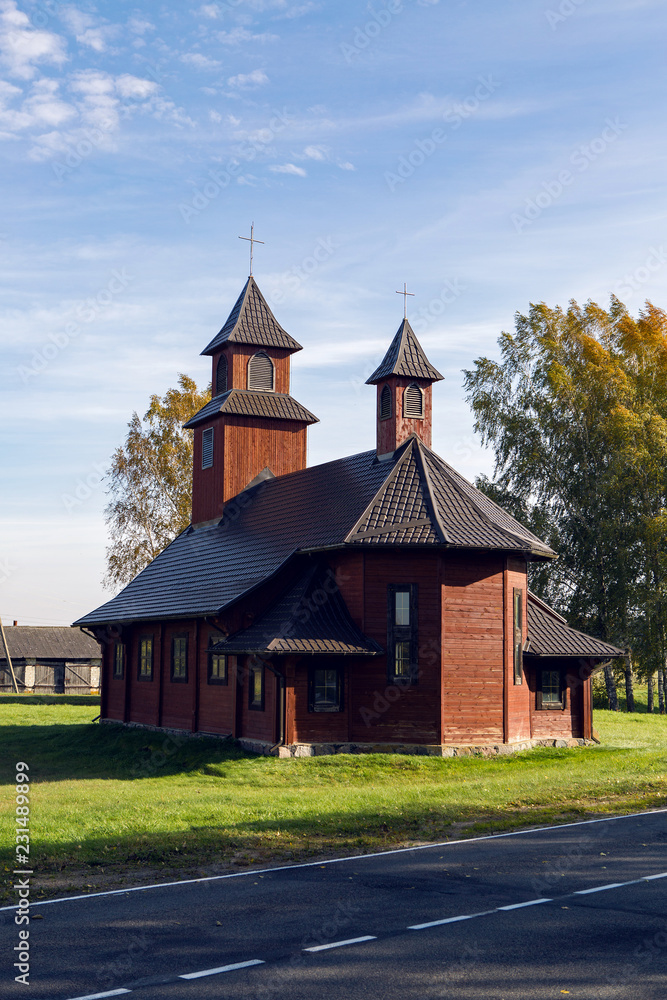 old log Church in Russia in autumn