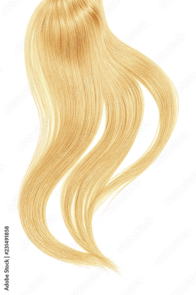 Curl of natural blond hair on white background Curl of natural blond hair on white background