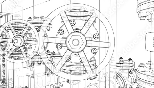 Sketch of industrial equipment. Vector